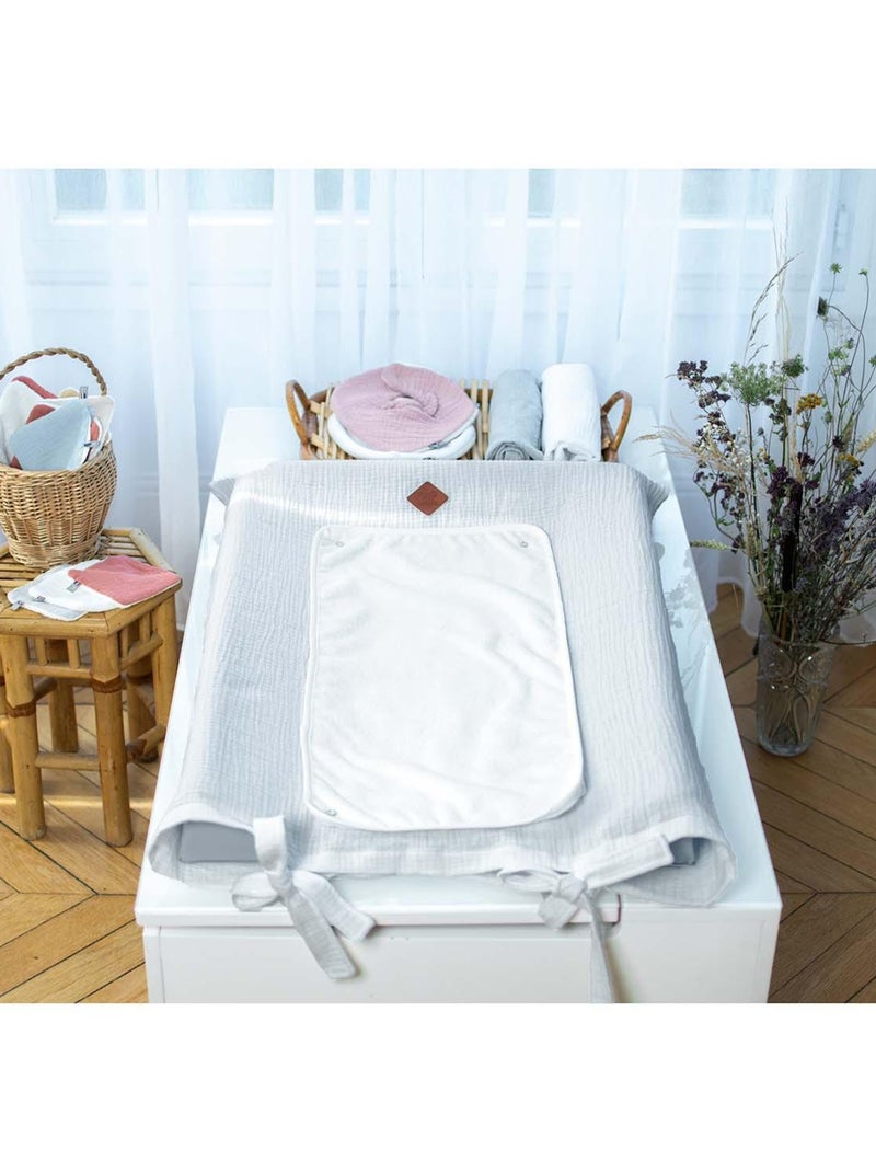 Housse de matelas à langer en gaze de coton, Jeanne SEVIRA KIDS Vieux rose - Kiabi