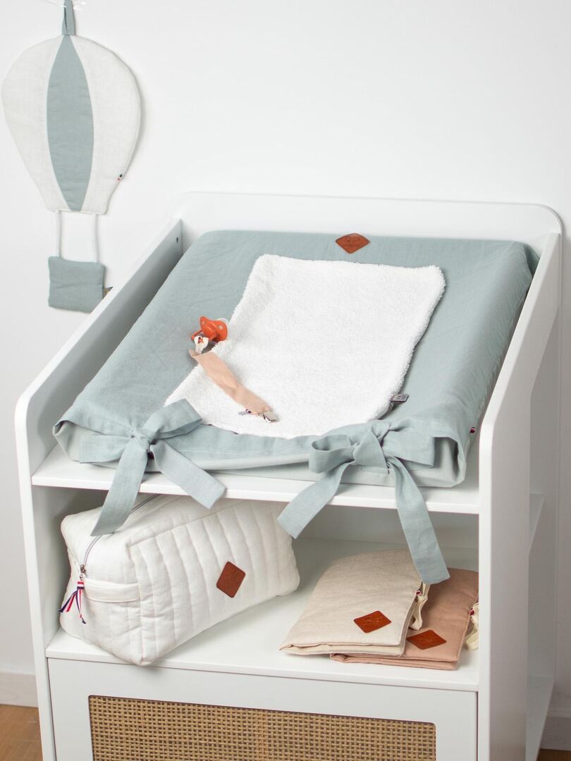 Housse De Matelas à Langer En Gaze De Coton Jeanne - Made In France - Adaptable Avec Nouettes - Tapis Change Intégré