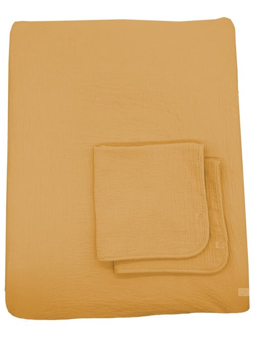 Housse de matelas à langer et langes coton moutarde - - Kiabi