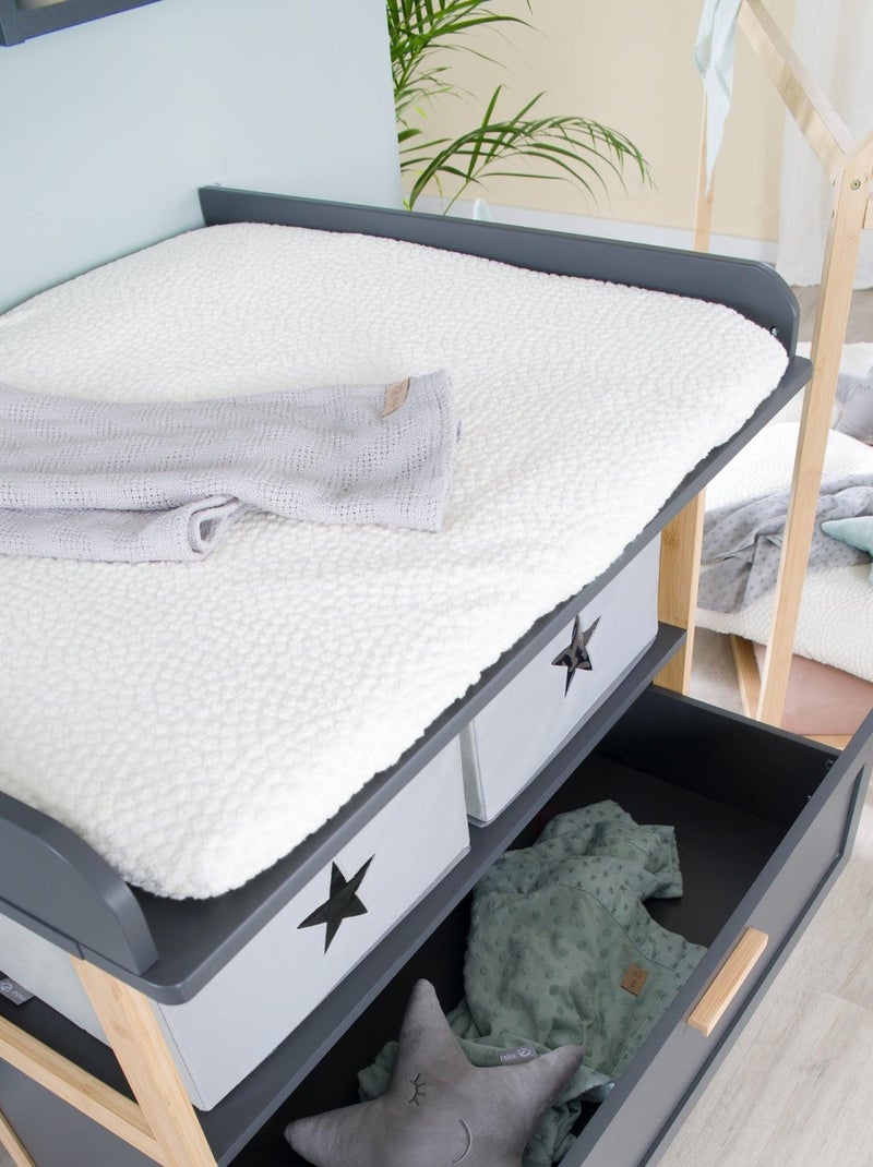 Housse de matelas à langer extensible en coton bio 'Seashells' ROBA Ecru - Kiabi
