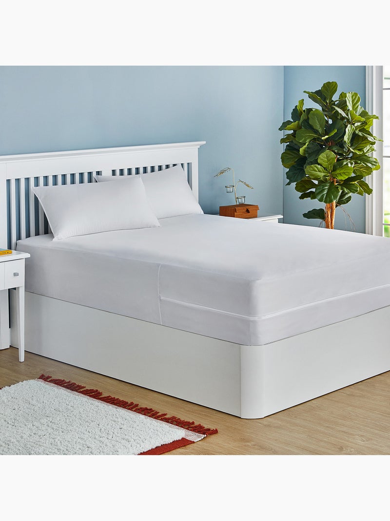 Housse de Matelas Imperméable et Respirante Silencieuse, Couvre 6 Faces, jusqu'à 34 cm Blanc - Kiabi