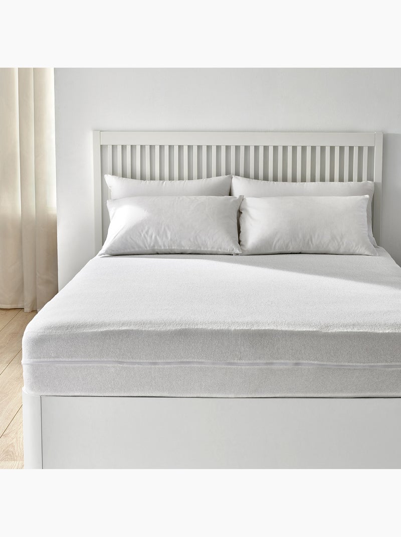 Housse de Matelas Respirante à l'Aloe Vera , Tissu Éponge Doux et Protection Intégrale Blanc - Kiabi