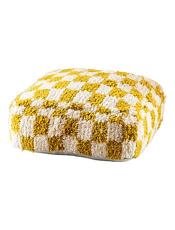 Housse de pouf damier en laine