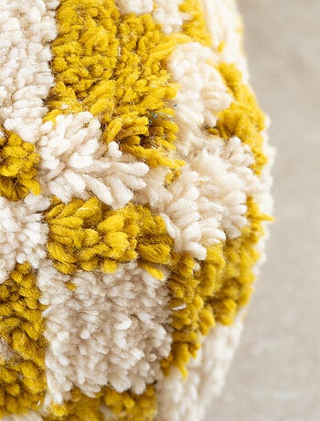 Housse de pouf damier en laine
