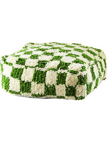 Housse de pouf damier en laine