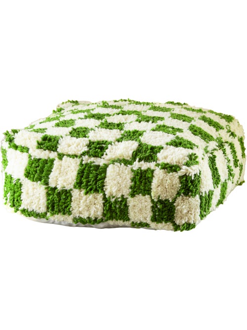 Housse de pouf damier en laine - Kiabi