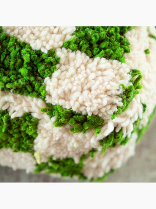 Housse de pouf damier en laine - Kiabi