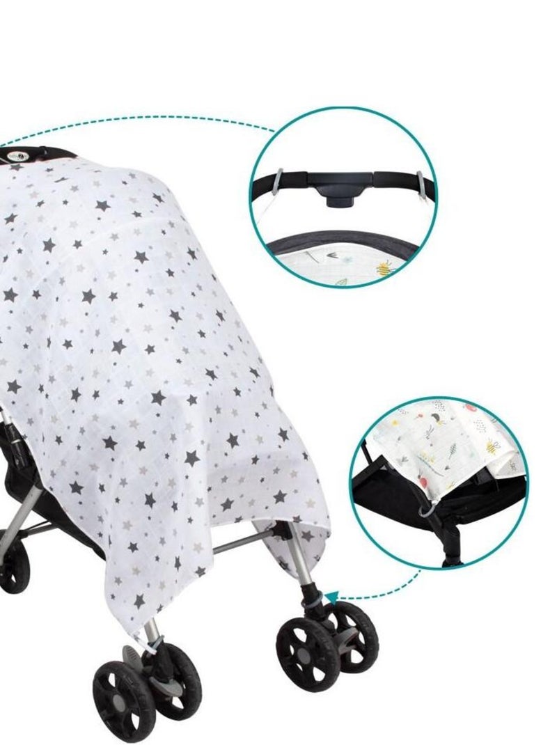 Housse de poussette IMPRIME MOUSSELINE Gris - Kiabi