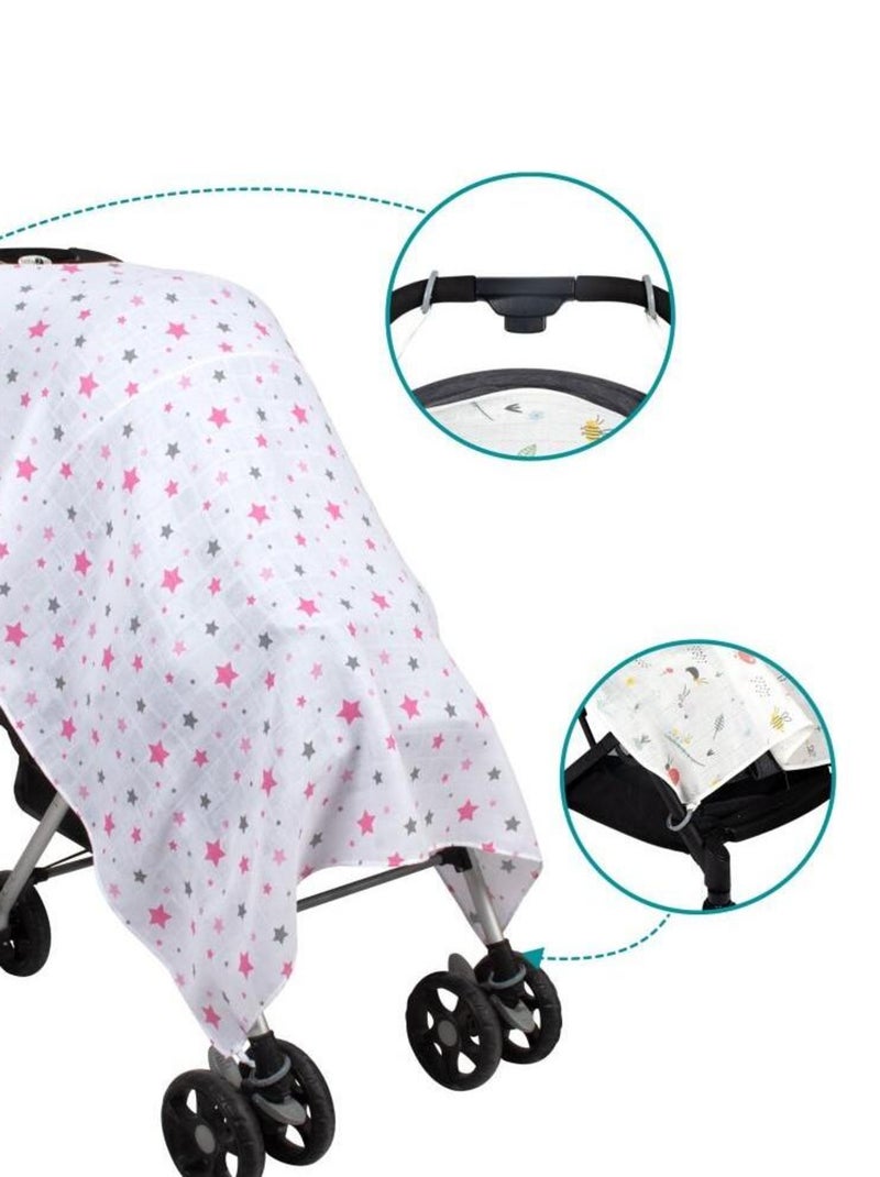Housse de poussette IMPRIME MOUSSELINE Rose - Kiabi