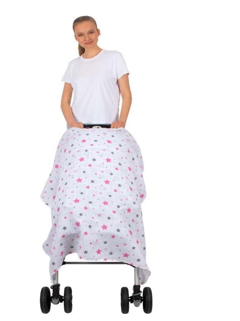 Housse de poussette IMPRIME MOUSSELINE Rose - Kiabi