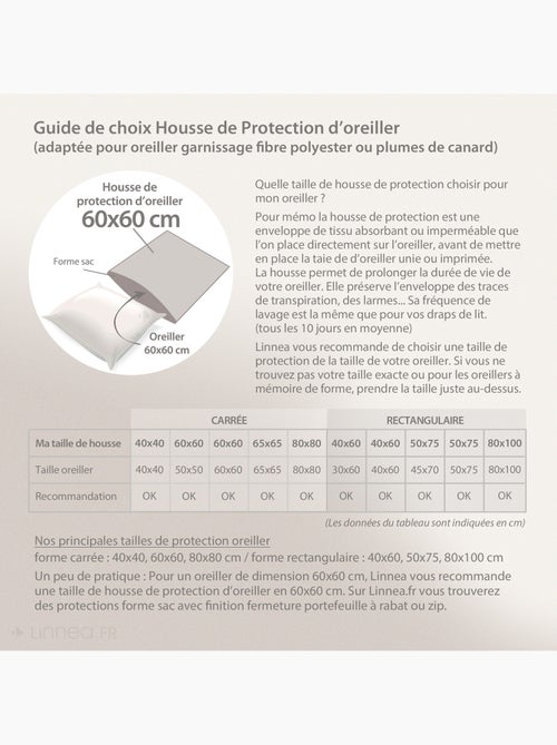 Housse de Protection d'oreiller AUBIN coton gratté 2 faces 220g/m² - Kiabi