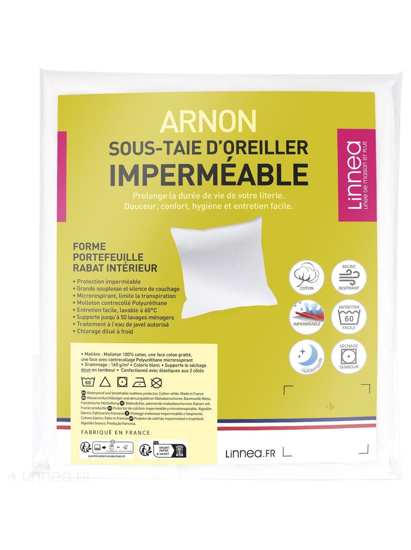 Housse de protection d'oreiller imperméable ARNON Rabat portefeuille Blanc - Kiabi