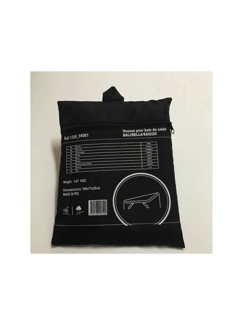 Housse de protection pour bain de soleil - 194 x 71 x 35 cm - Noir - Kiabi