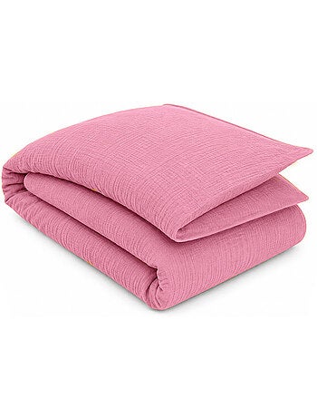Housse d'edredon en coton bio rose