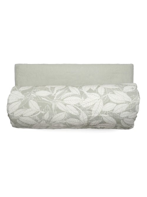 Housse d'édredon en lin lavé imprimé végétal doublé coton lavé uni HELIOS - Kiabi