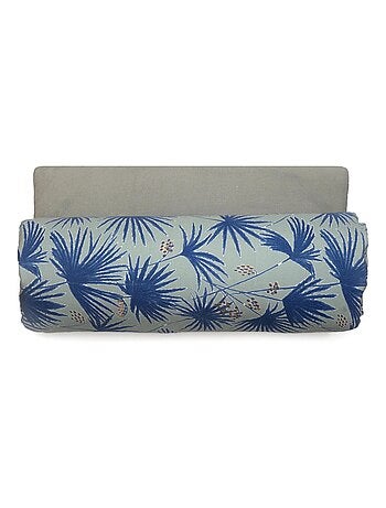 Housse d'édredon en lin lavé imprimé végétation éxotique doublé coton lavé uni PALAWAN