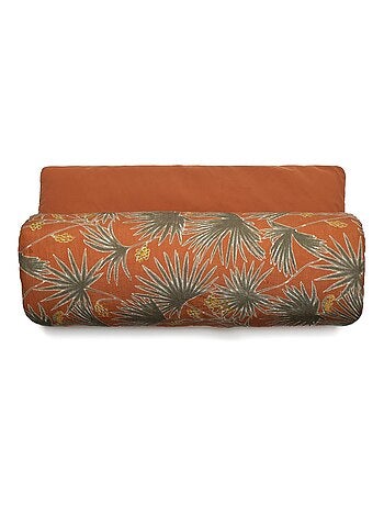 Housse d'édredon en lin lavé imprimé végétation éxotique doublé coton lavé uni PALAWAN