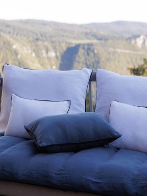 Panier Rectangle En Osier Et Tissu Beige