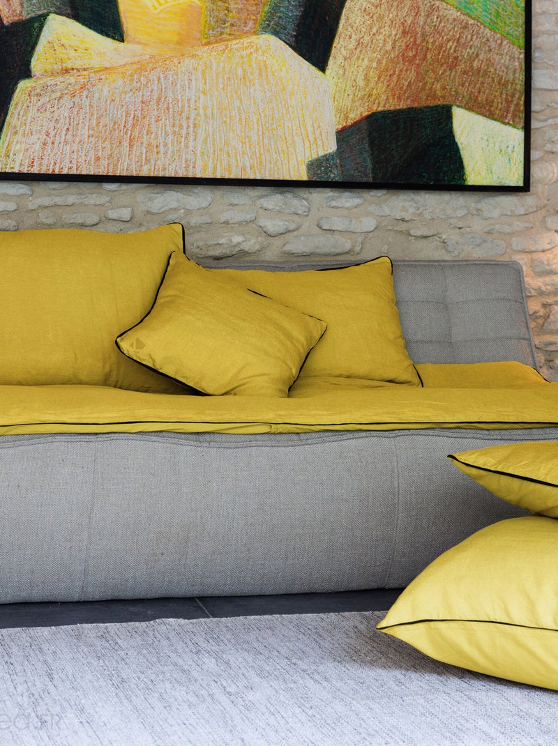 Housse d'édredon PRELUDE en lin et coton Jaune or - Kiabi