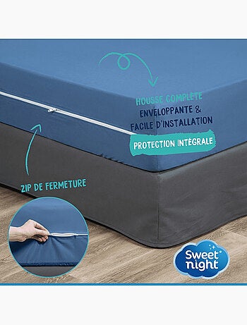 Housse Intégrale Matelas Bleue - Rénove Matelas Zippé Imperméable - Lavage 95°C
