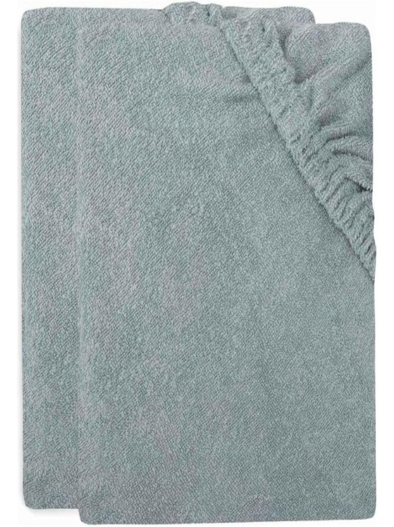 Housse matelas à langer éponge (2 pcs) en coton Vert d'eau - Kiabi