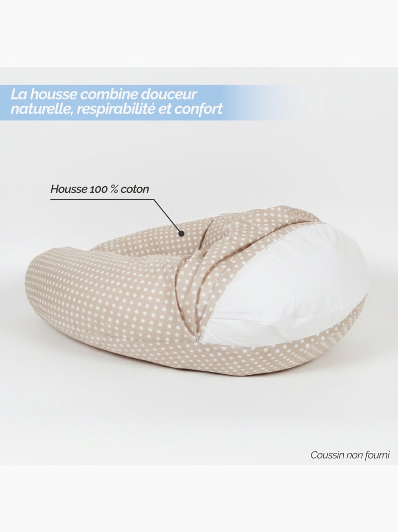 Housse pour coussin de grossesse, maternité et d'allaitement  - Monsieur Bébé Beige/Blanc - Kiabi