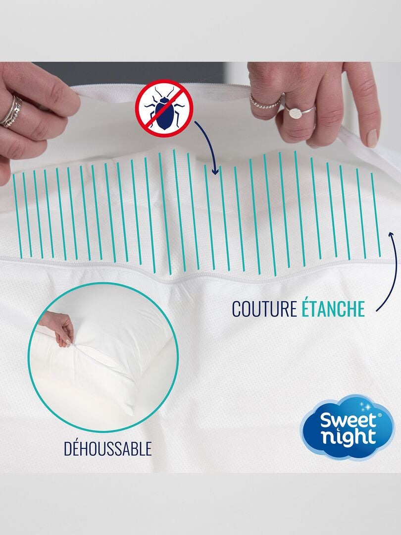 Protège oreiller en jacquard double tricot - blanc - Kiabi - 12.00€