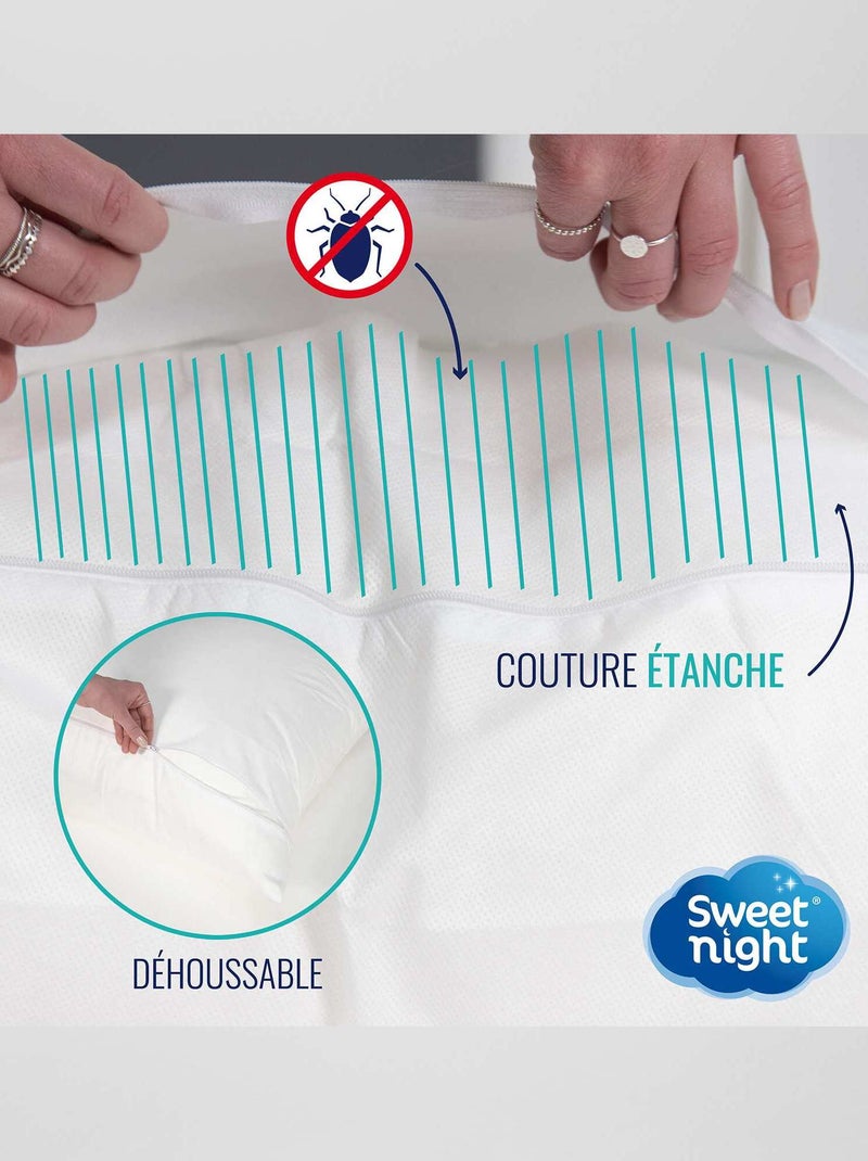 Housse pour oreiller anti punaise de lit blanc - Kiabi