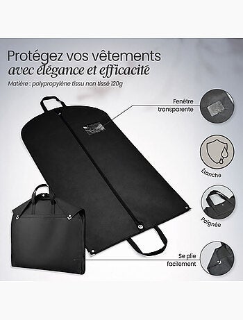 Housse pour vêtements à suspendre, premium pliable - 60 x 160 cm - Vivezen