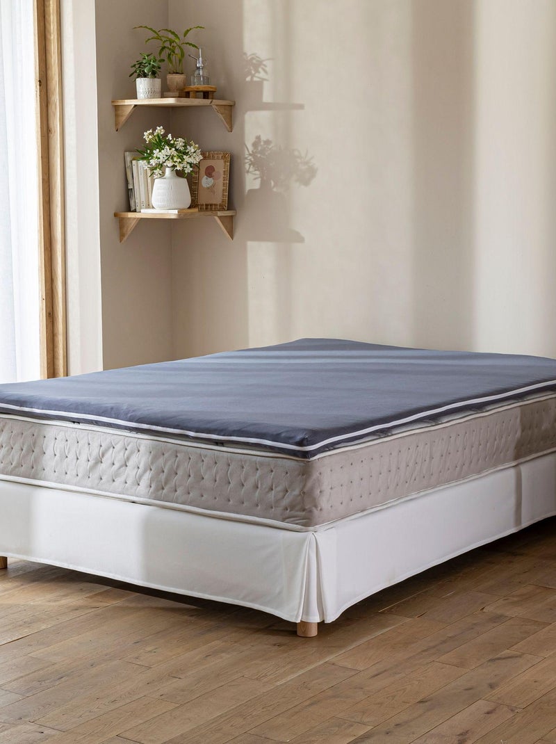 Housse surmatelas coton jersey extensible - Terre de Nuit gris anthracite - Kiabi