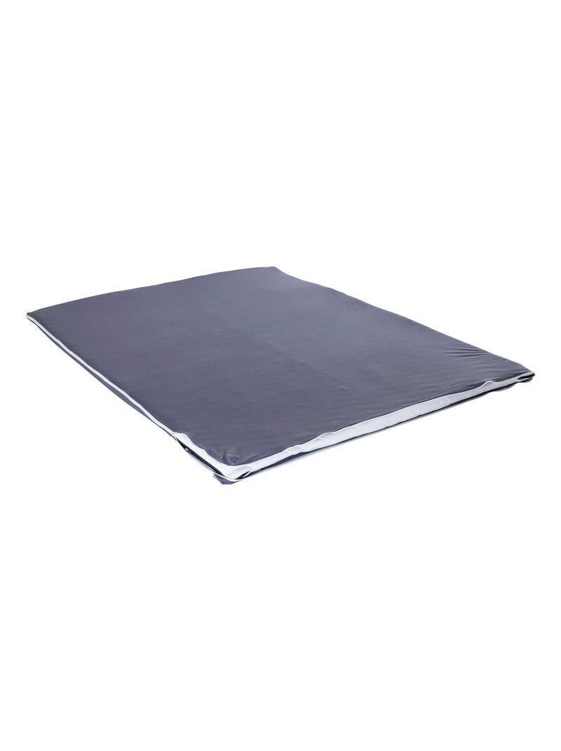 Housse surmatelas coton jersey extensible - Terre de Nuit gris anthracite - Kiabi