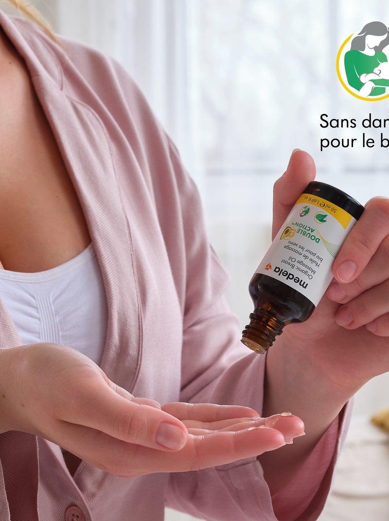 Huile de massage bio pour seins Medela 50ml - Naturelle, soulage douleurs mammaires, nourrissante et Transparent - Kiabi