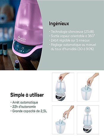 Hygro(+) – Humidificateur d’air, 22h d'Autonomie, Silencieux 'Babymoov'