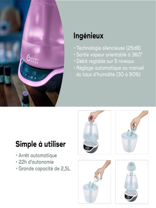 Hygro(+) – Humidificateur d’air, 22h d'Autonomie, Silencieux 'Babymoov' - Kiabi