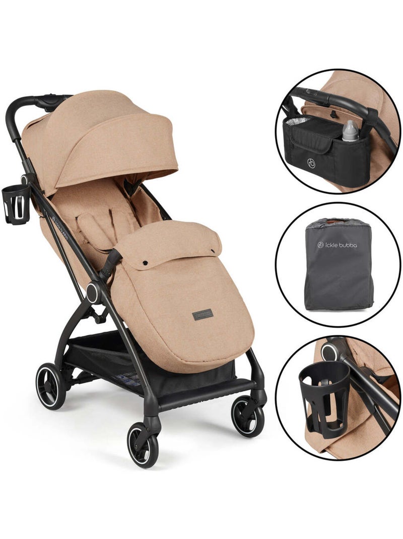 Ickle Bubba Aries Prime Poussette, pliage auto, chauffe-pieds et sac inclus Beige - Kiabi
