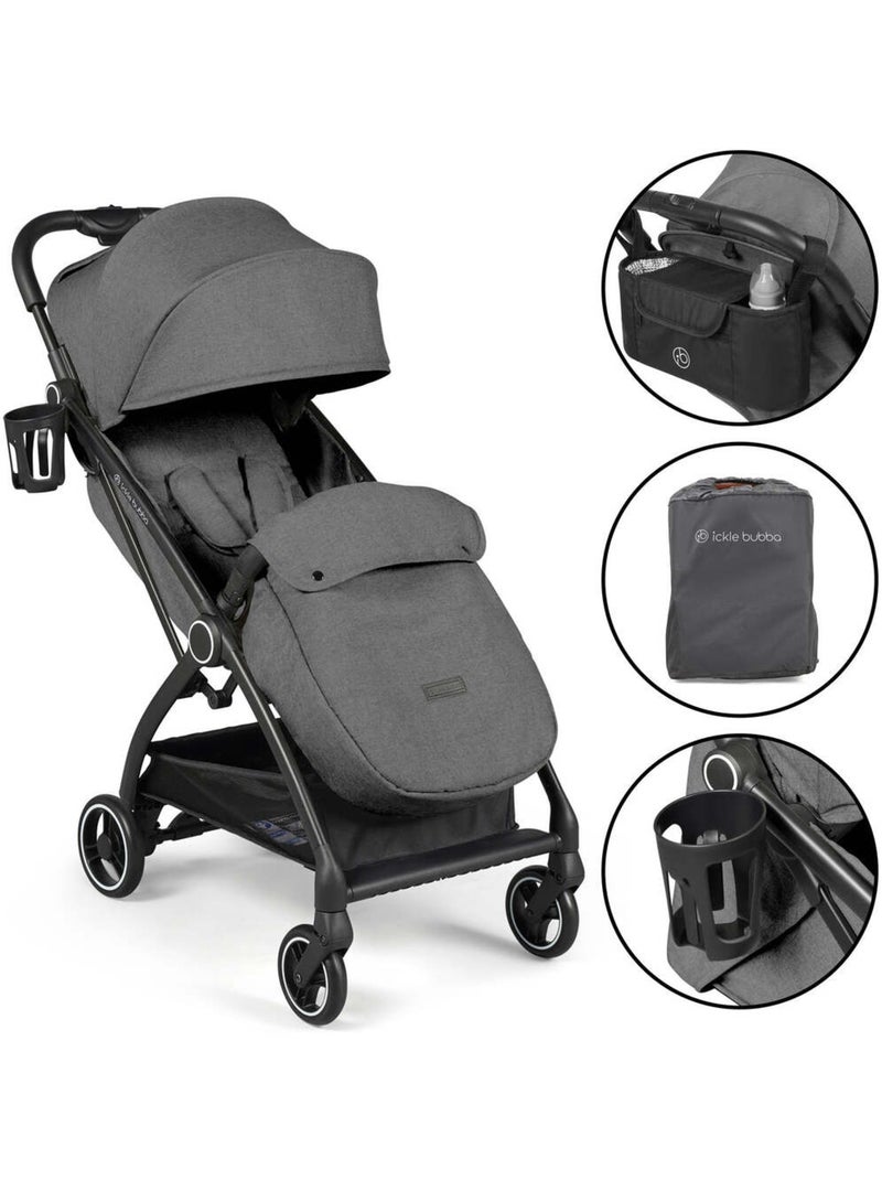 Ickle Bubba Aries Prime Poussette, pliage auto, chauffe-pieds et sac inclus (Gris) Gris - Kiabi
