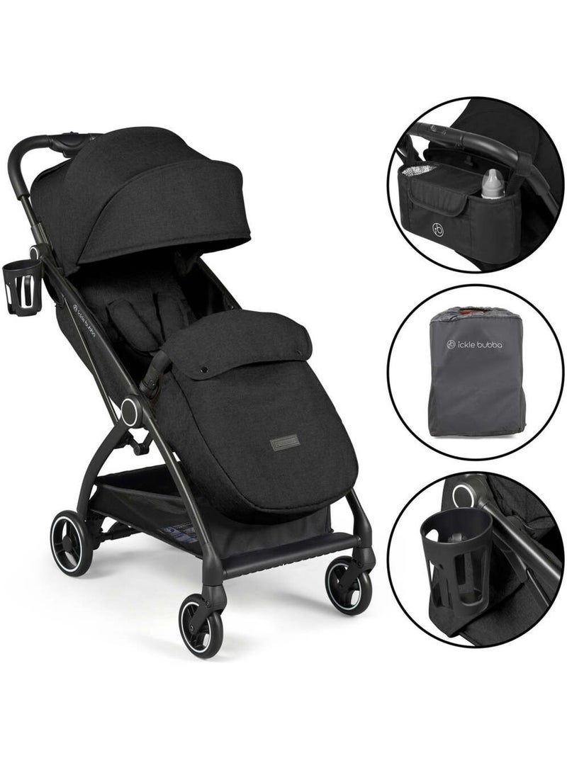 Ickle Bubba Aries Prime Poussette, pliage auto, chauffe-pieds et sac inclus (Noir) Noir - Kiabi