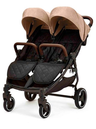 Ickle Bubba Venus Double Poussette, 0-15 kg (3 ans), compacte avec habillage pluie (Biscuit)