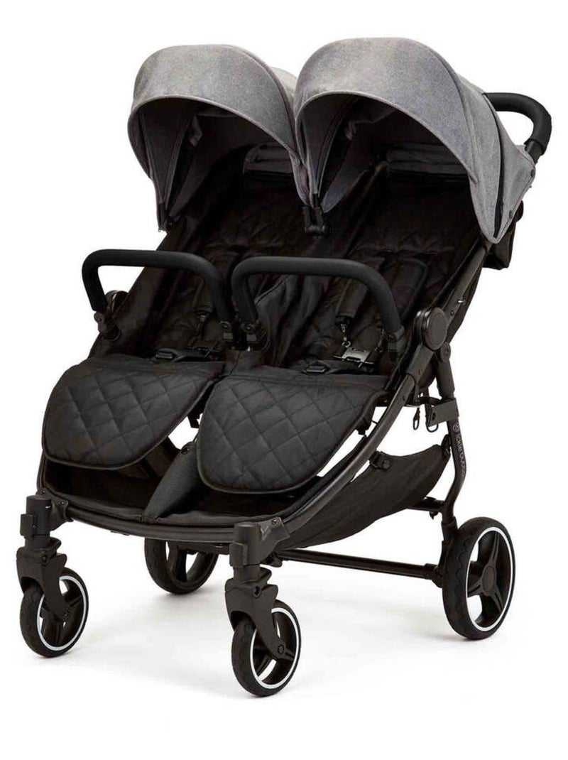 Ickle Bubba Venus Double Poussette, 0-15 kg (3 ans), compacte avec habillage pluie (Gris) Gris - Kiabi