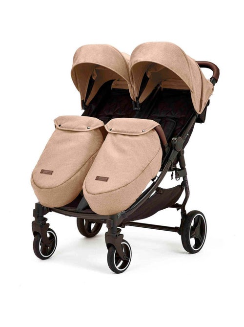 Ickle Bubba Venus Max – Poussette double compacte avec chauffe-pieds et housse de pluie (Biscuit) - Kiabi