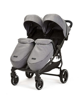 Ickle Bubba Venus Max – Poussette double compacte avec chauffe-pieds et housse de pluie (Gris)