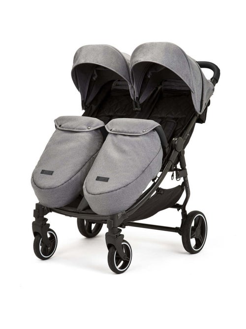 Ickle Bubba Venus Max – Poussette double compacte avec chauffe-pieds et housse de pluie (Gris) - Kiabi