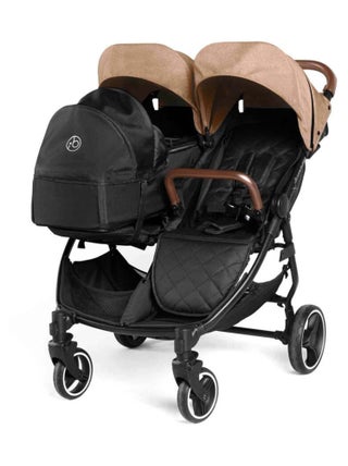 Ickle Bubba Venus Prime – Poussette double légère avec cocon, chauffe-pieds et pluie (Biscuit)