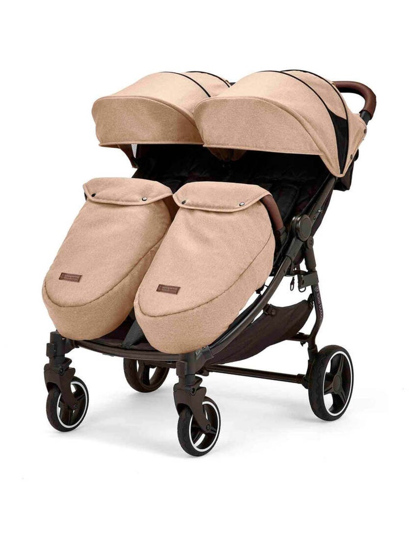 Ickle Bubba Venus Prime – Poussette double légère avec cocon, chauffe-pieds et pluie (Biscuit) Beige - Kiabi