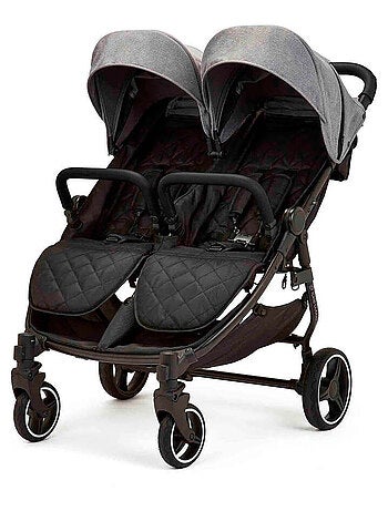 Ickle Bubba Venus Prime – Poussette double légère avec cocon, chauffe-pieds et pluie (Noir)
