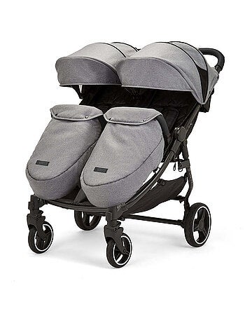 Ickle Bubba Venus Prime – Poussette double légère avec cocon, chauffe-pieds et pluie (Noir)