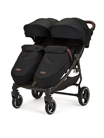 Ickle Bubba Venus Prime – Poussette double légère avec cocon, chauffe-pieds et pluie (Noir)