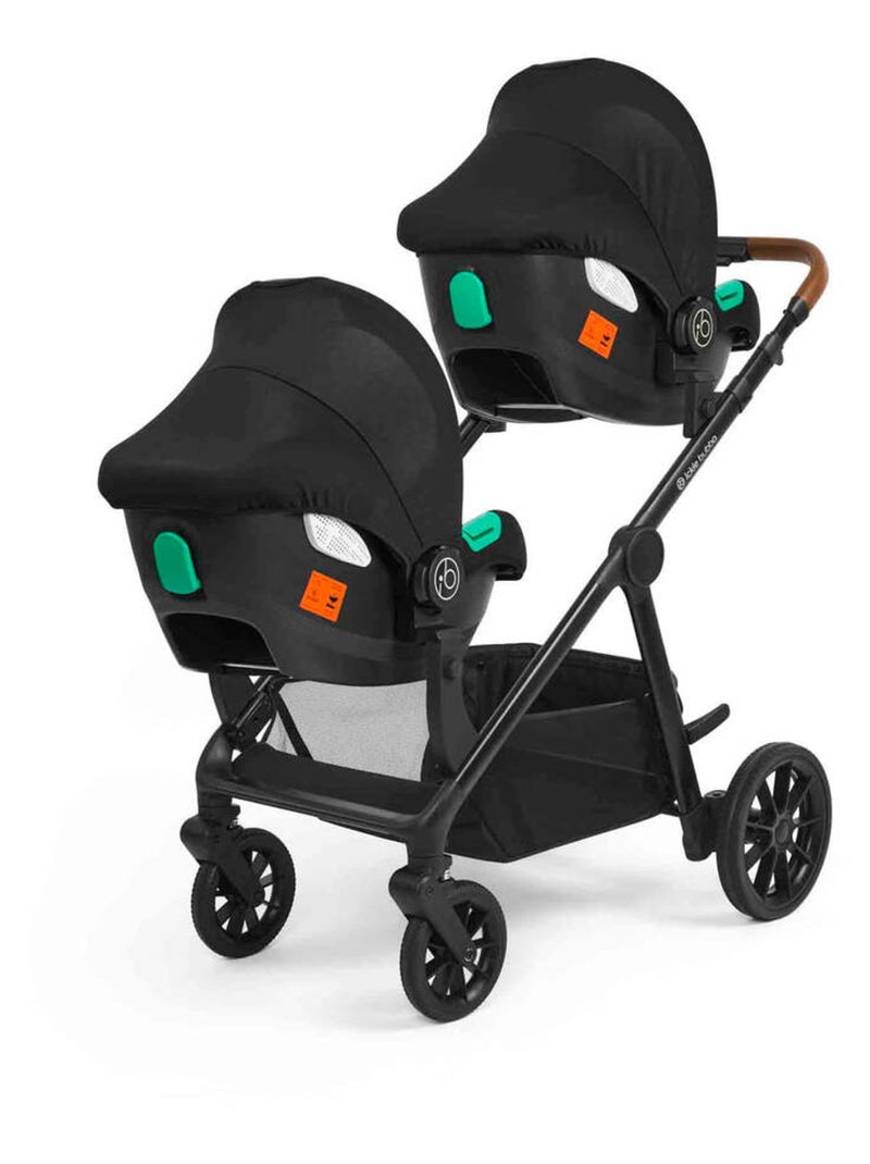 Ickle Bubba Virgo Twin 18 pcs – Poussette tandem avec i-Size Cirrus, ISOFIX et accessoires (Noir) Noir - Kiabi