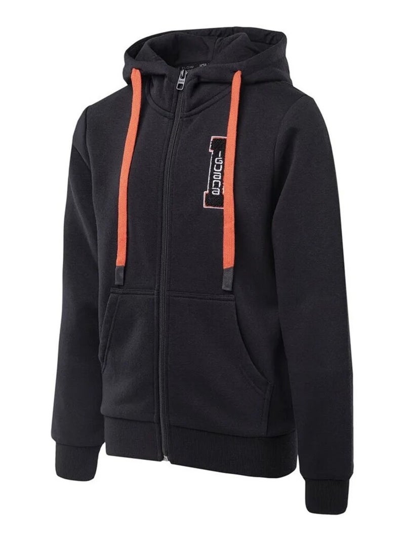 Iguana - Veste à capuche LAKI Bleu marine/Orange fluo - Kiabi