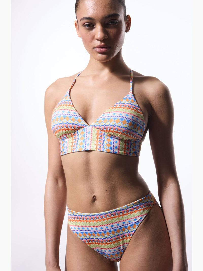 Ila haut de bikini réversible à col halter penti Blanc Orange Bleu - Kiabi